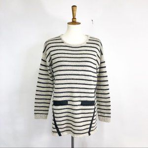 Catwalk Studio Striped Sweater w/ Faux Leather